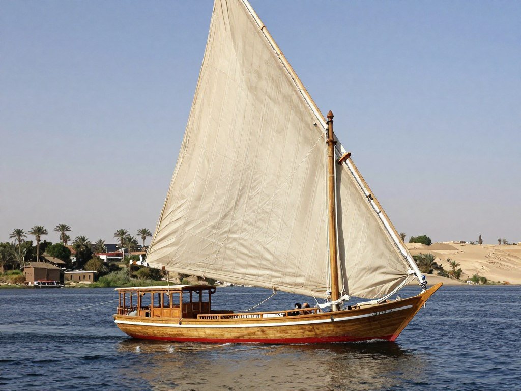 Amoura Dahabiya exterior with traditional design and sails