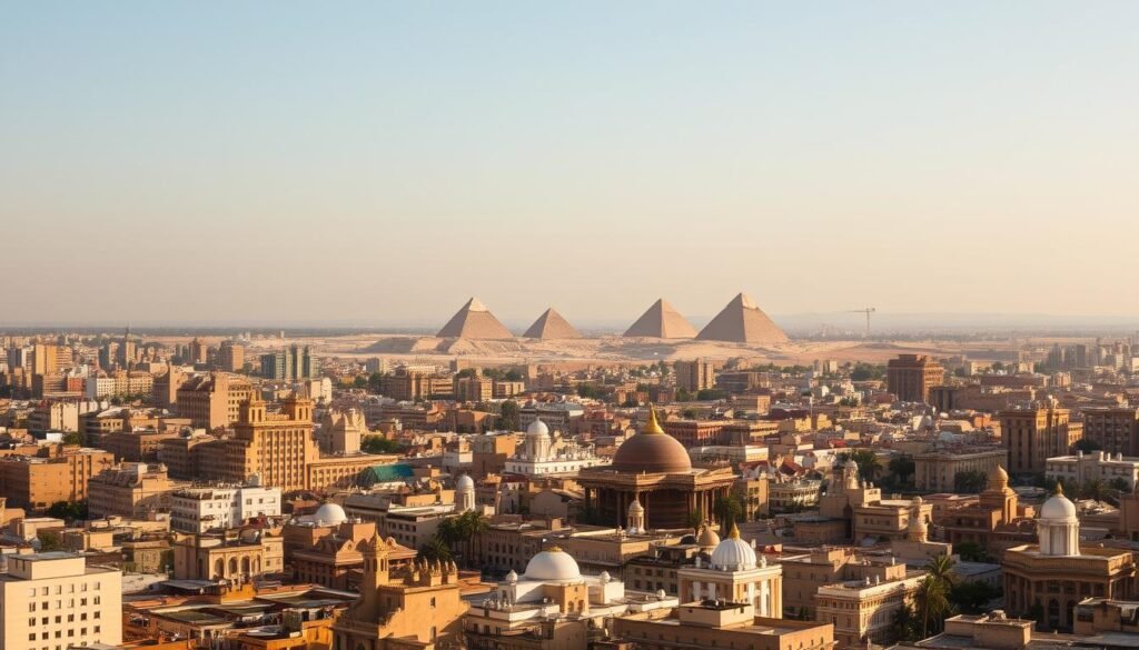 Cairo cityscape with pyramids view for 5 Days Cairo Short Break during Egypt Tours from Vancouver 2026/2027