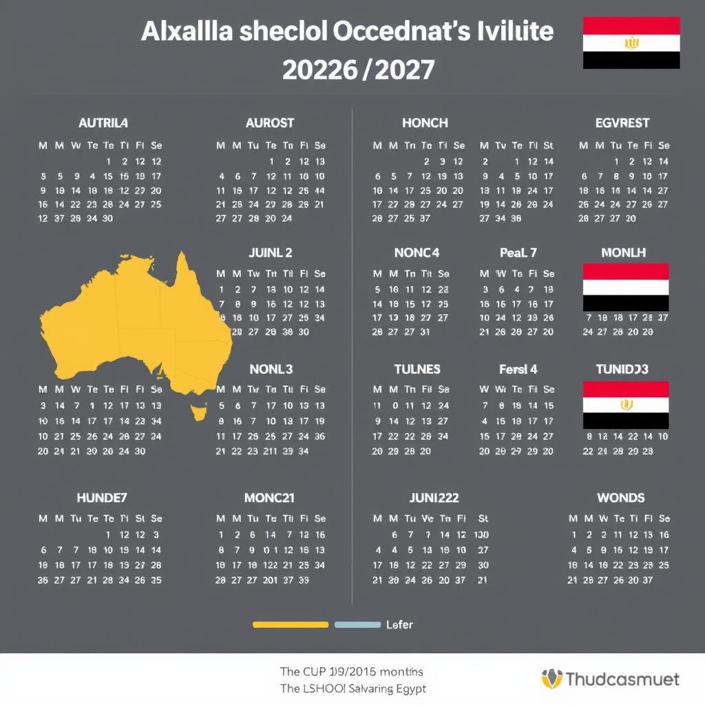 Calendar highlighting best months for Australians to visit Egypt in 2026/2027 with weather comparison
