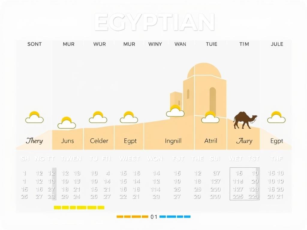 Calendar showing optimal months for Egypt Tours from Ireland 2026/2027 with weather icons and temperature comparison