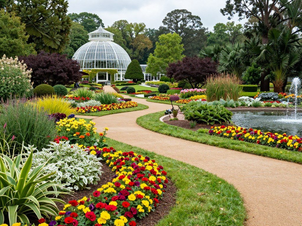 Daniel Stowe Botanical Garden in Charlotte NC with colorful flowers and pathways - a beautiful thing to do in Charlotte NC