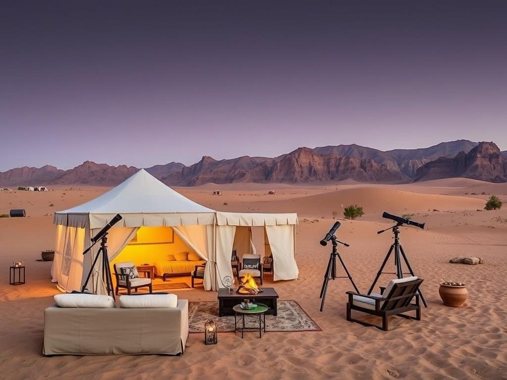 Desert eclipse viewing camp near Red Sea