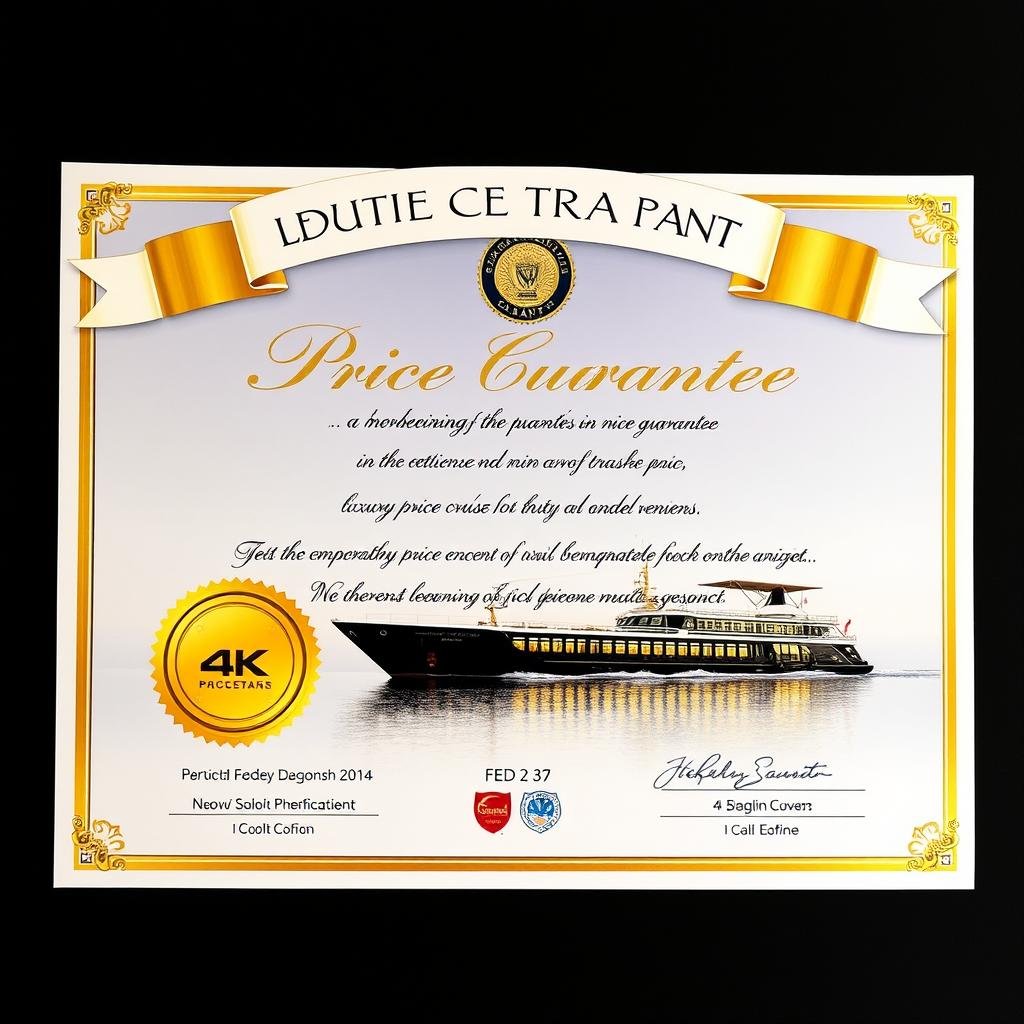 Exclusive price guarantee certificate for luxury Nile cruise bookings with gold seal