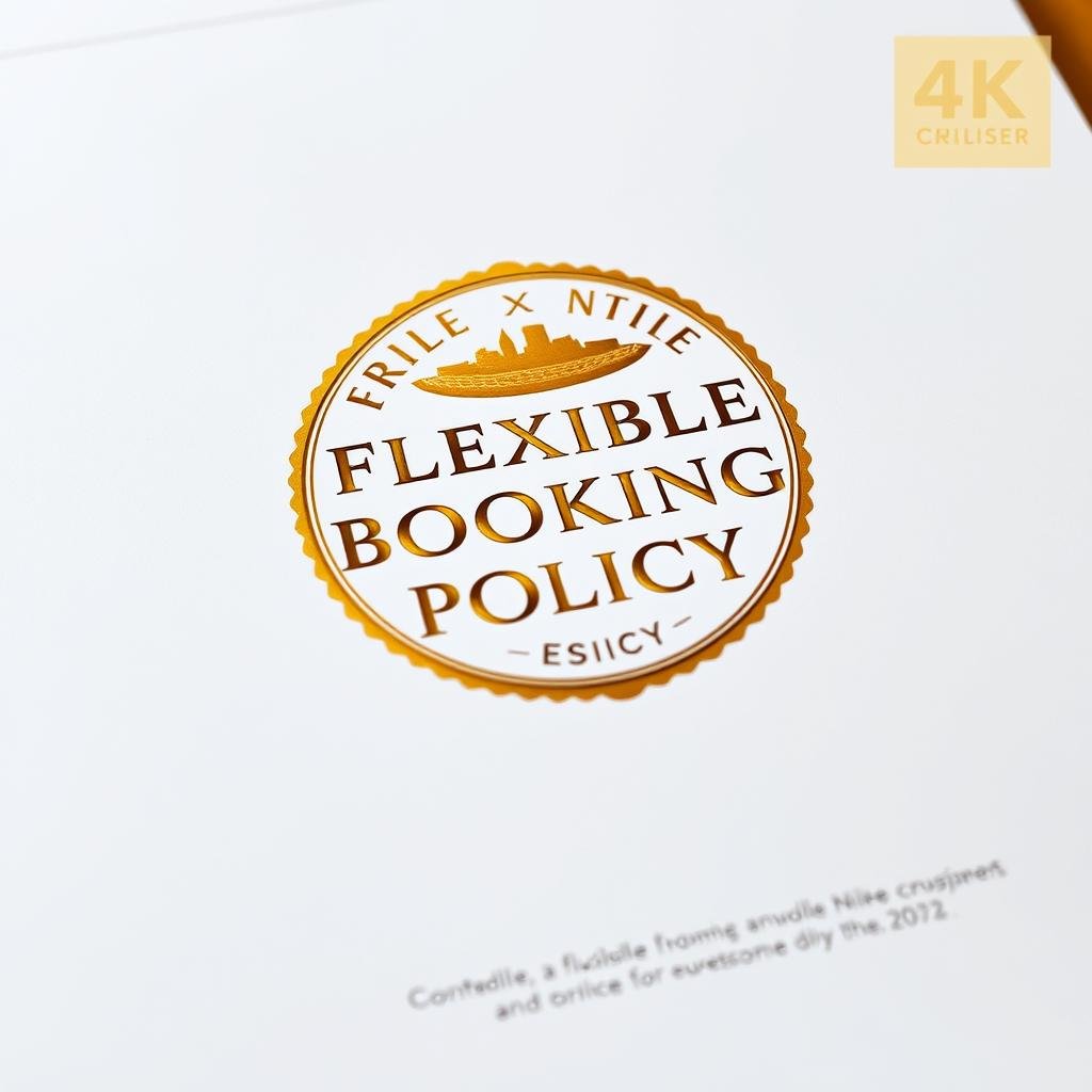 Flexible booking policy document for luxury Nile cruises with elegant gold embossed logo