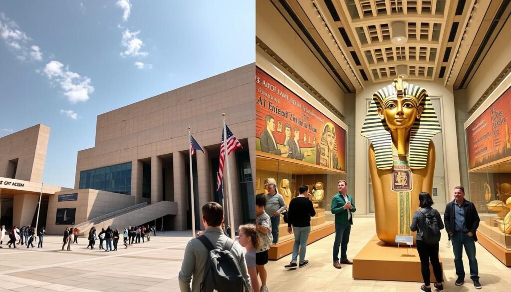 Grand Egyptian Museum exterior and interior exhibits for Egypt Tours from New York 2026/2027