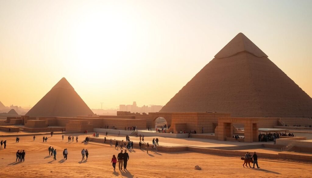 Great Pyramids of Giza and Cairo cityscape for 5 Days Cairo Short Break during Egypt Tours from Ireland 2026/2027
