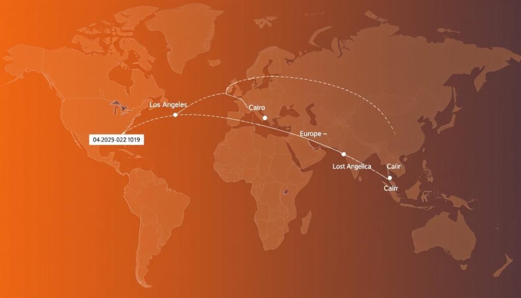 LAX to Cairo flight map - Egypt Tours from Los Angeles 2026/2027