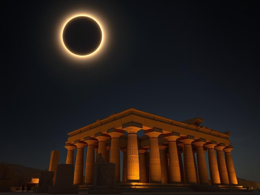 Luxor Temple during solar eclipse