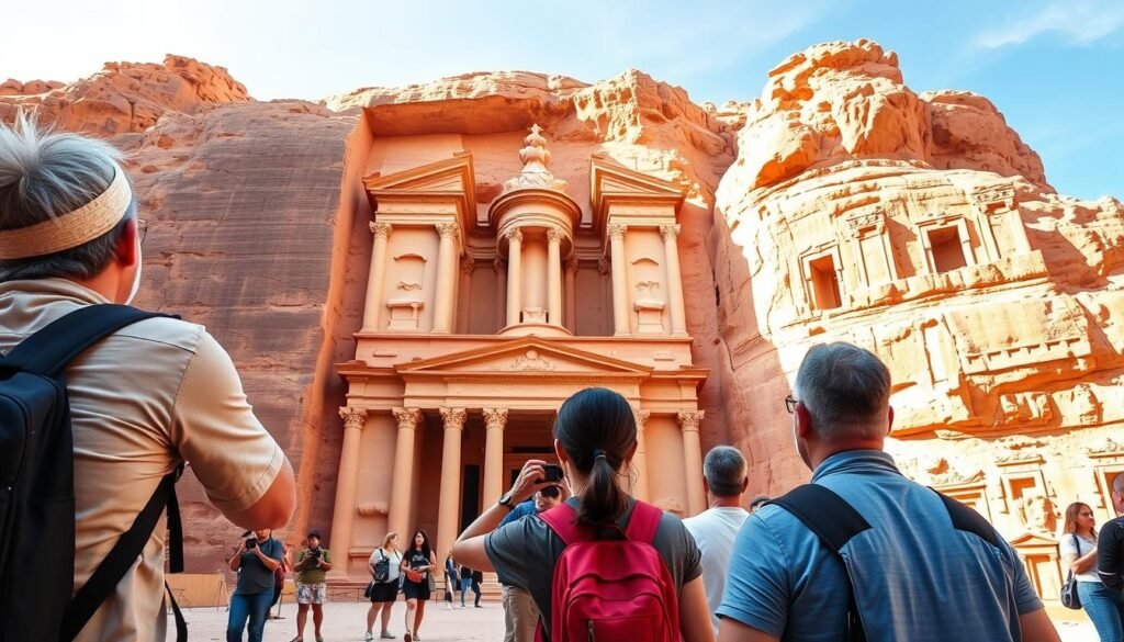 Petra Treasury in Jordan with California travelers - Egypt and Jordan Tour
