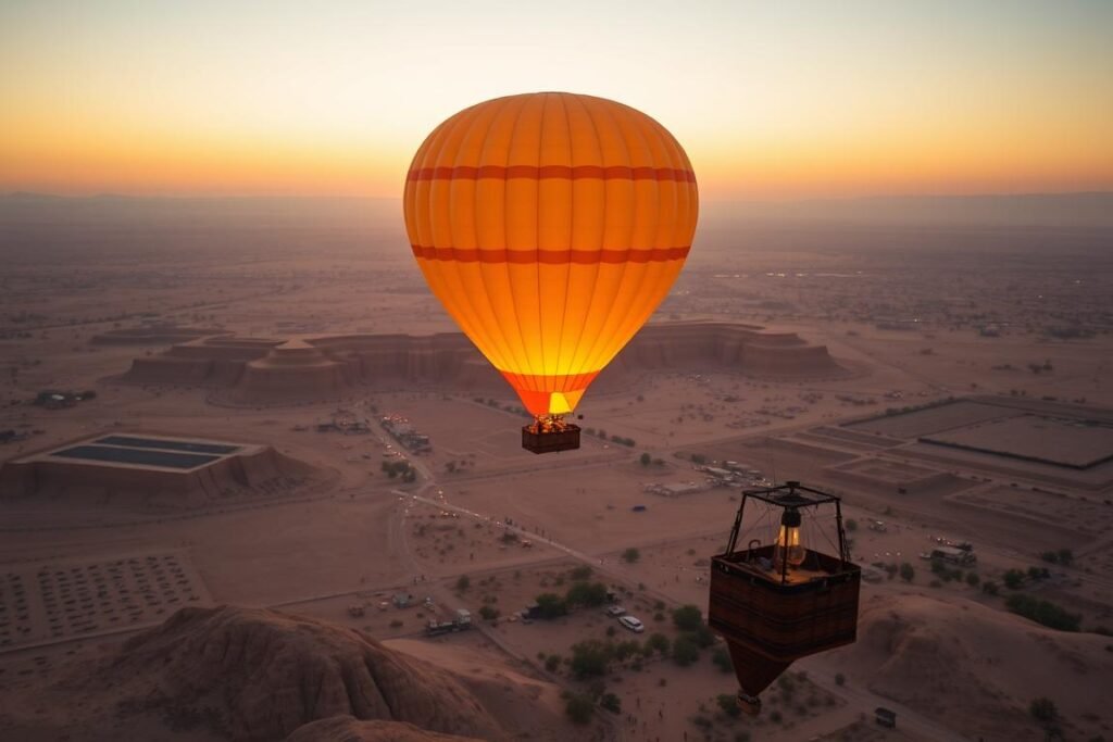 Private hot air balloon ride over Luxor's West Bank at sunrise with luxury champagne service