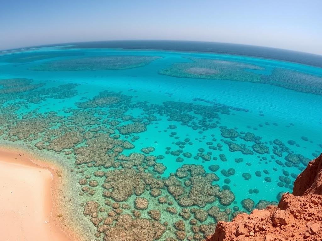 Red Sea coastline and marine life in the eclipse path