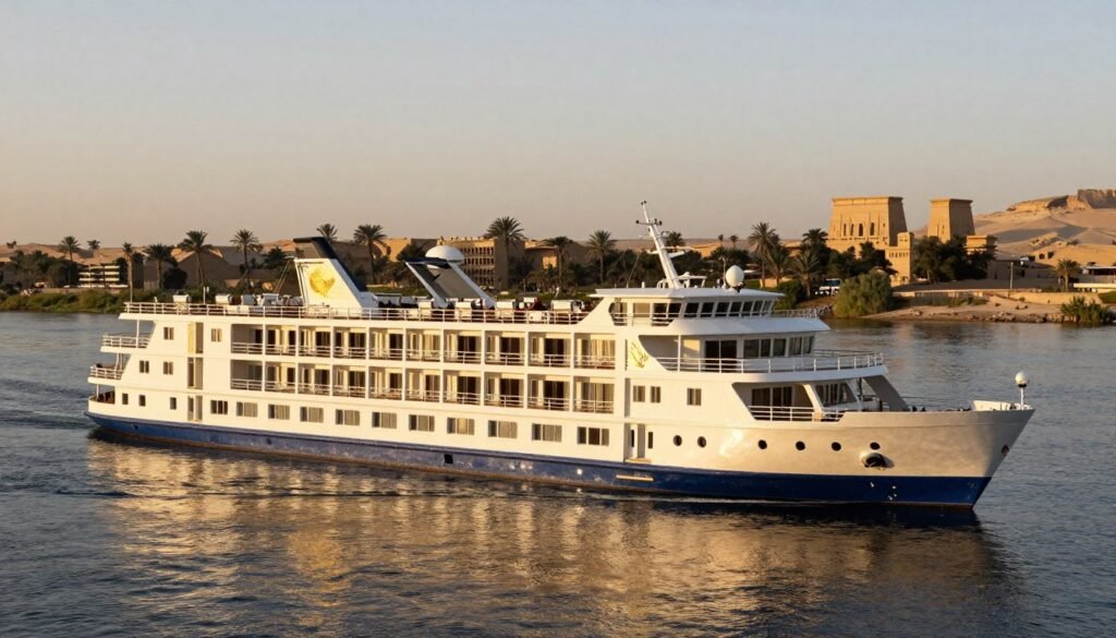 Sanctuary Sun Boat III with Art Deco styling sailing on the Nile River