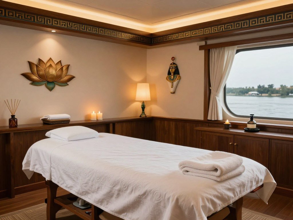 Spa treatment room on a deluxe Nile cruise ship