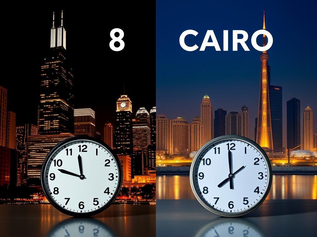 Time difference between Chicago and Egypt for 2026/2027 travelers
