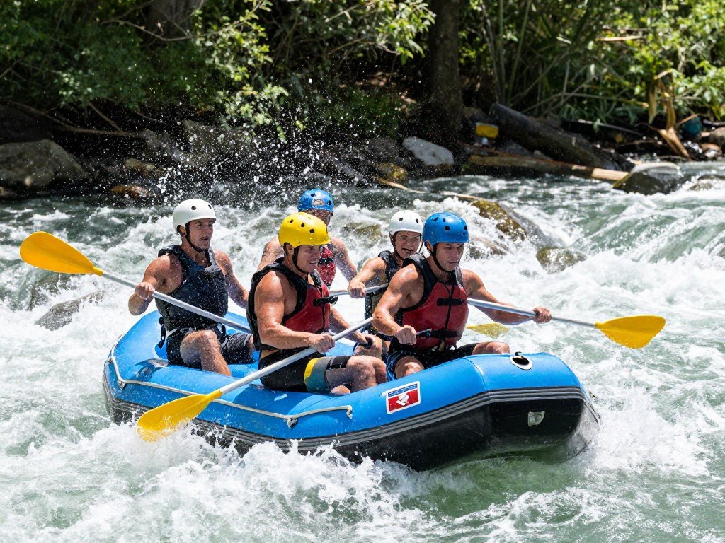 U.S. National Whitewater Center in Charlotte NC with rafters navigating rapids - one of the most exciting things to do in Charlotte NC