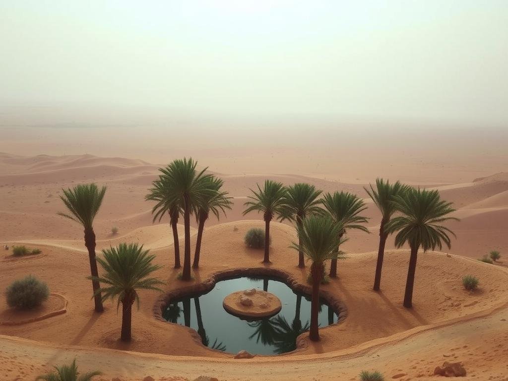 Western Desert oasis landscape in the eclipse path