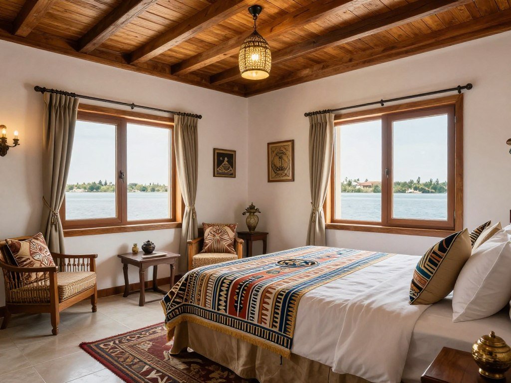 Zekrayaat Dahabiya cabin interior with traditional decor